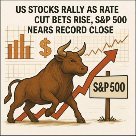 US Stocks Rally as Rate Cut Bets Rise, S&P 500 Nears Record Close